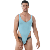 Ultra-thin Exotic Men's Solid Sleeveless Bodysuit / Male Sexy U Neck High Cut Lingerie - EVE's SECRETS