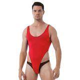 Ultra-thin Exotic Men's Solid Sleeveless Bodysuit / Male Sexy U Neck High Cut Lingerie - EVE's SECRETS