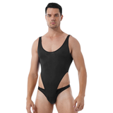 Ultra-thin Exotic Men's Solid Sleeveless Bodysuit / Male Sexy U Neck High Cut Lingerie - EVE's SECRETS