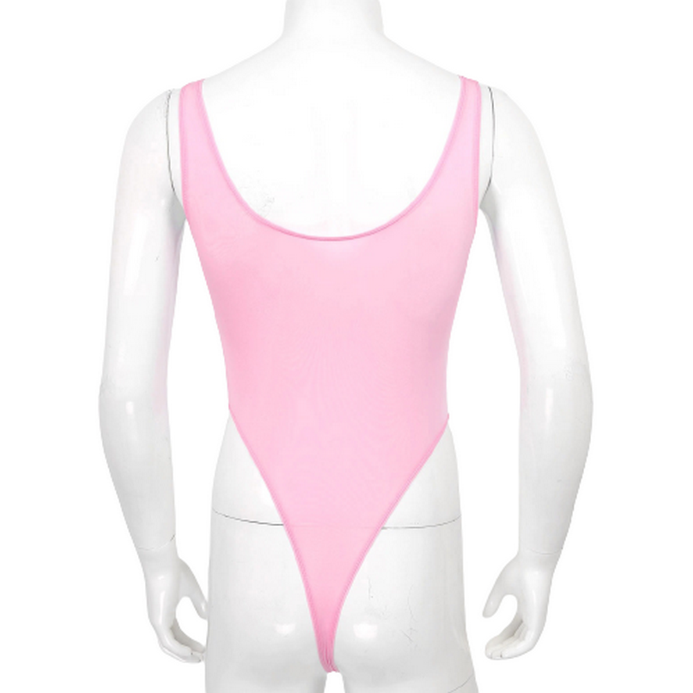 Ultra-thin Exotic Men's Solid Sleeveless Bodysuit / Male Sexy U Neck High Cut Lingerie - EVE's SECRETS