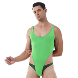 Ultra-thin Exotic Men's Solid Sleeveless Bodysuit / Male Sexy U Neck High Cut Lingerie - EVE's SECRETS