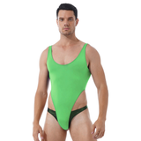 Ultra-thin Exotic Men's Solid Sleeveless Bodysuit / Male Sexy U Neck High Cut Lingerie - EVE's SECRETS