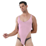 Ultra-thin Exotic Men's Solid Sleeveless Bodysuit / Male Sexy U Neck High Cut Lingerie - EVE's SECRETS
