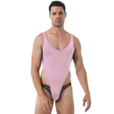 Ultra-thin Exotic Men's Solid Sleeveless Bodysuit / Male Sexy U Neck High Cut Lingerie - EVE's SECRETS