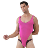 Ultra-thin Exotic Men's Solid Sleeveless Bodysuit / Male Sexy U Neck High Cut Lingerie - EVE's SECRETS