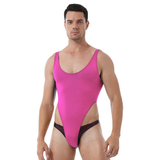 Ultra-thin Exotic Men's Solid Sleeveless Bodysuit / Male Sexy U Neck High Cut Lingerie - EVE's SECRETS