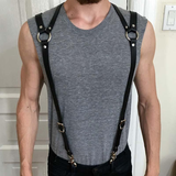 Unique Men's Sexy PU Leather Body Harness / Adjustable Chest Half Suspenders in Fetish - EVE's SECRETS