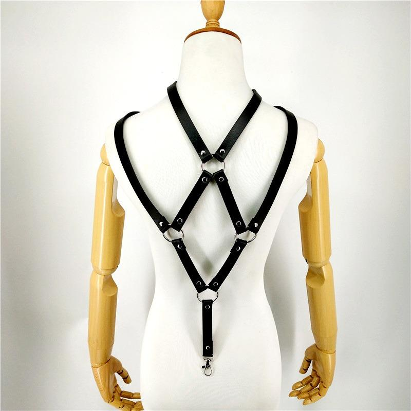 Unique Men's Sexy PU Leather Body Harness / Adjustable Chest Half Suspenders in Fetish - EVE's SECRETS