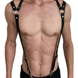 Unique Men's Sexy PU Leather Body Harness / Adjustable Chest Half Suspenders in Fetish - EVE's SECRETS