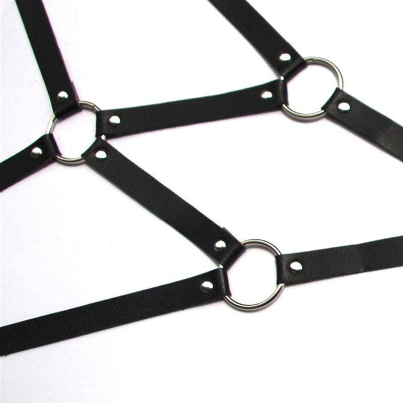 Unique Men's Sexy PU Leather Body Harness / Adjustable Chest Half Suspenders in Fetish - EVE's SECRETS
