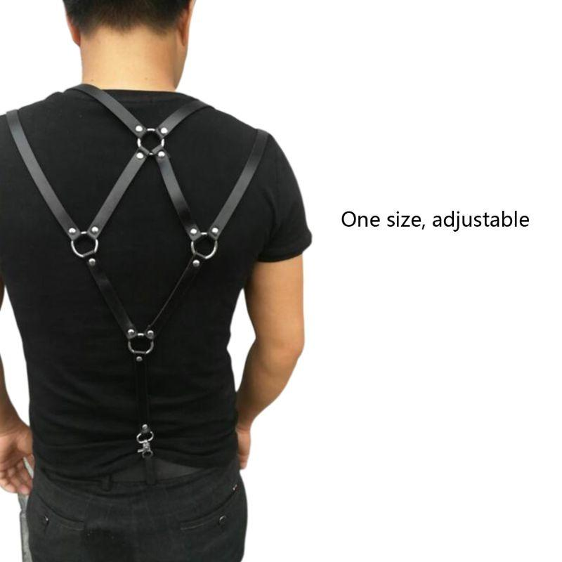 Unique Men's Sexy PU Leather Body Harness / Adjustable Chest Half Suspenders in Fetish - EVE's SECRETS
