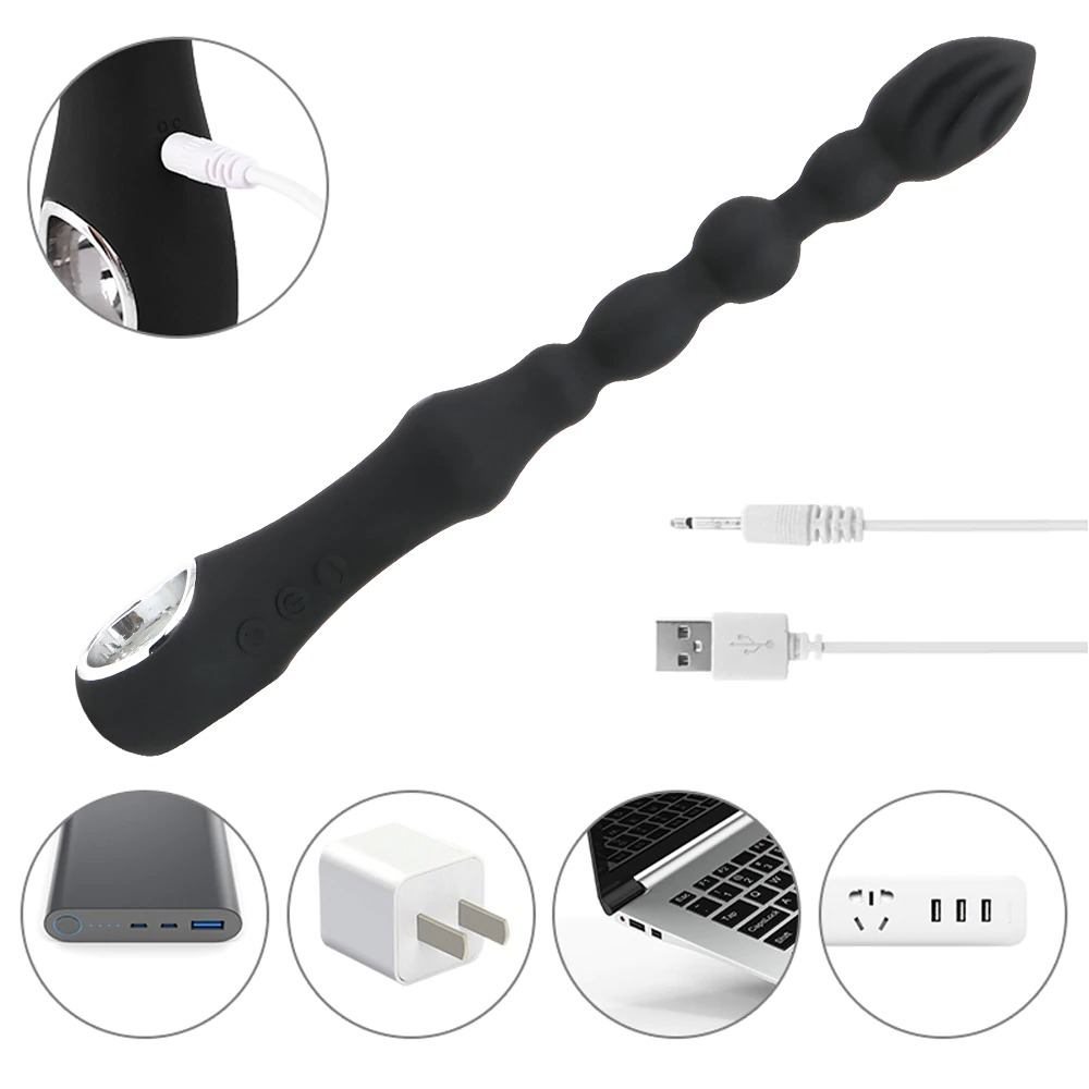 Unisex Anal Vibrator with Long Beads / Male Anal Prostate Massager / Adult Women Sex Toy - EVE's SECRETS