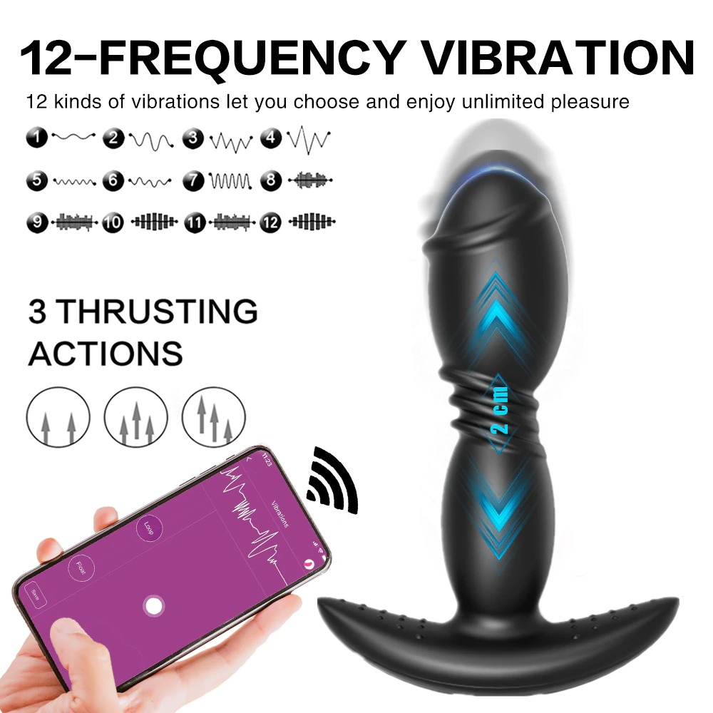 Unisex Anal Vibrator with Remote Control / Dual Thrusting Dildo Vibrator / Adult Sex Toy - EVE's SECRETS