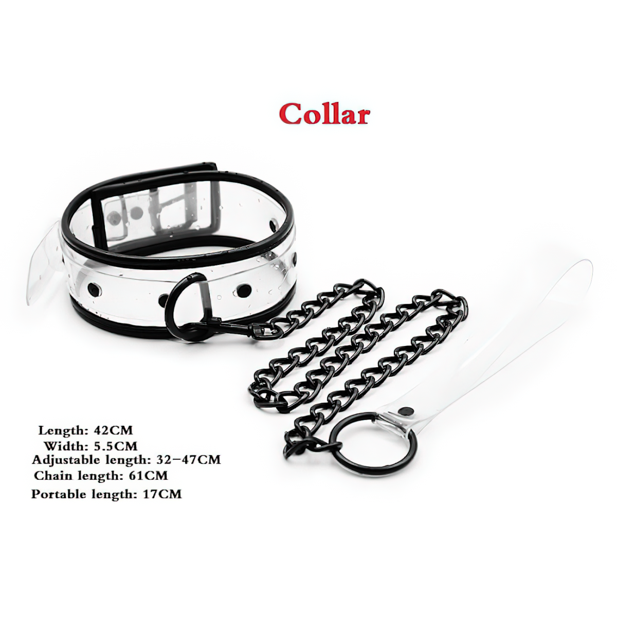 Unisex Transparent BDSM Set for Couples / Adjustable Collar With Chain / Adult Sex Toys - EVE's SECRETS