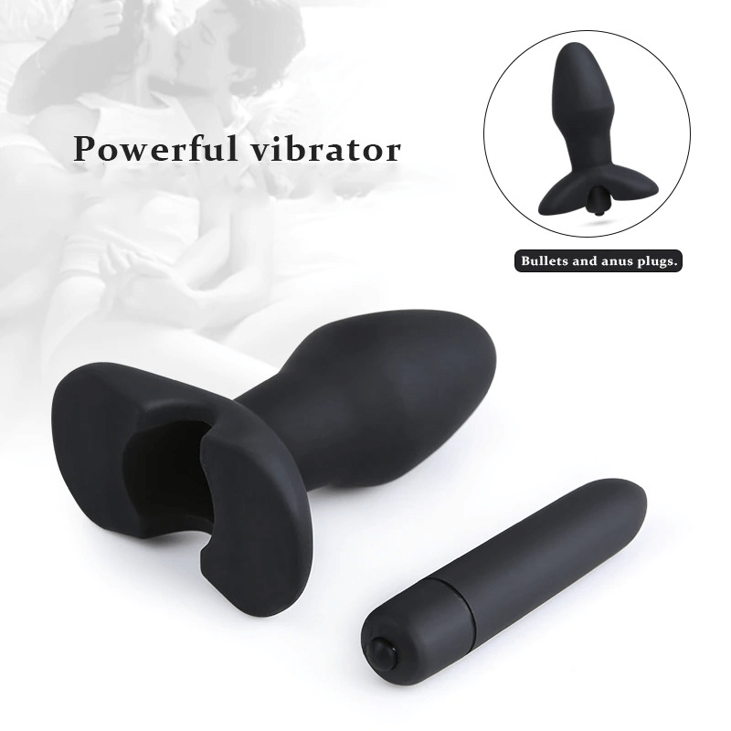 Black Vibrating Anal Plug / Silicone Butt Stimulator with Bullet Vibrator / Adult Sex Toys - EVE's SECRETS
