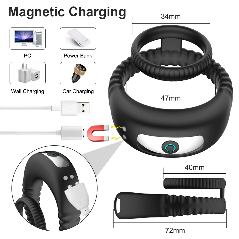 Vibrating Cock Ring for Men / Penis Delay Ejaculation Cockring / Male Sex Toys - EVE's SECRETS