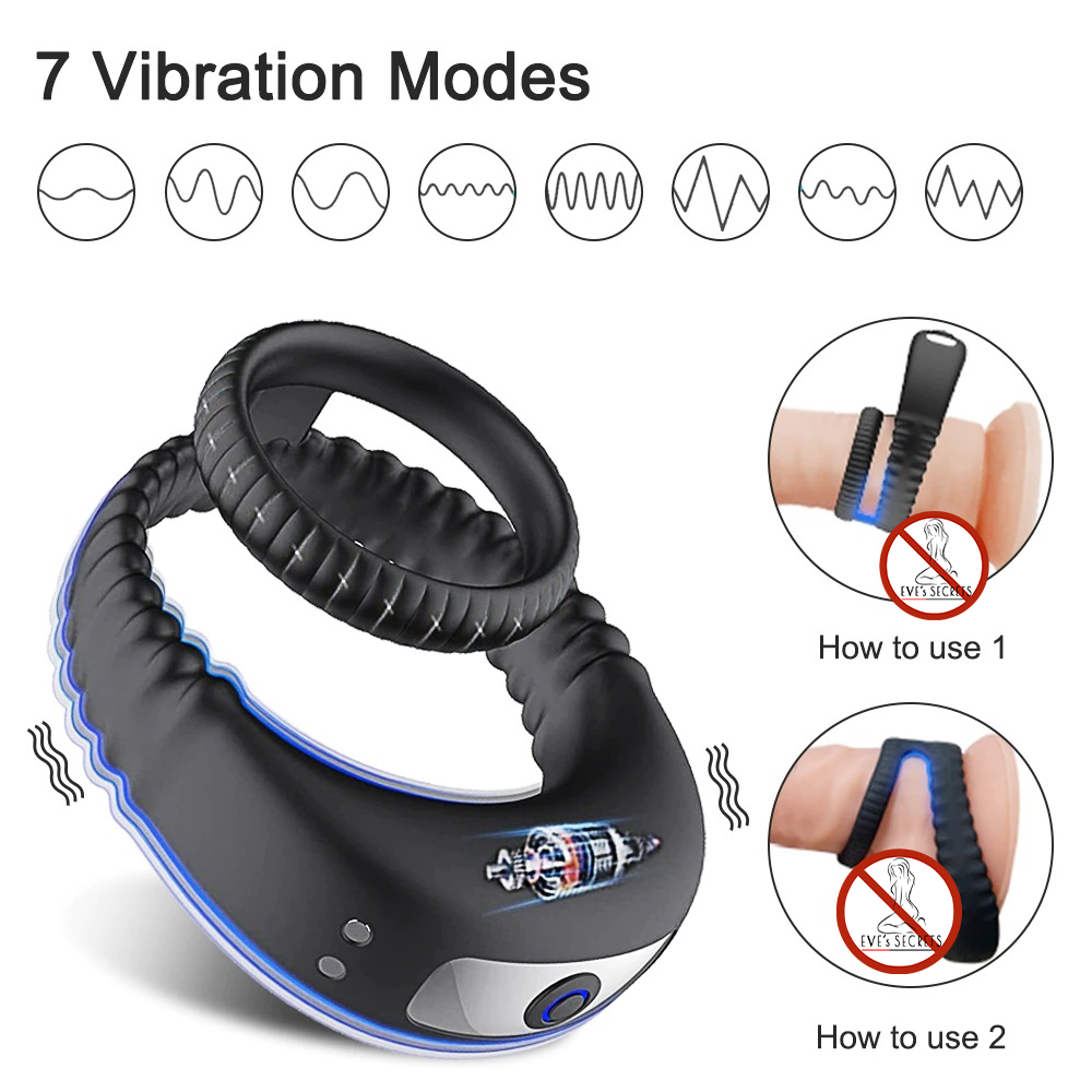 Vibrating Cock Ring for Men / Penis Delay Ejaculation Cockring / Male Sex Toys - EVE's SECRETS