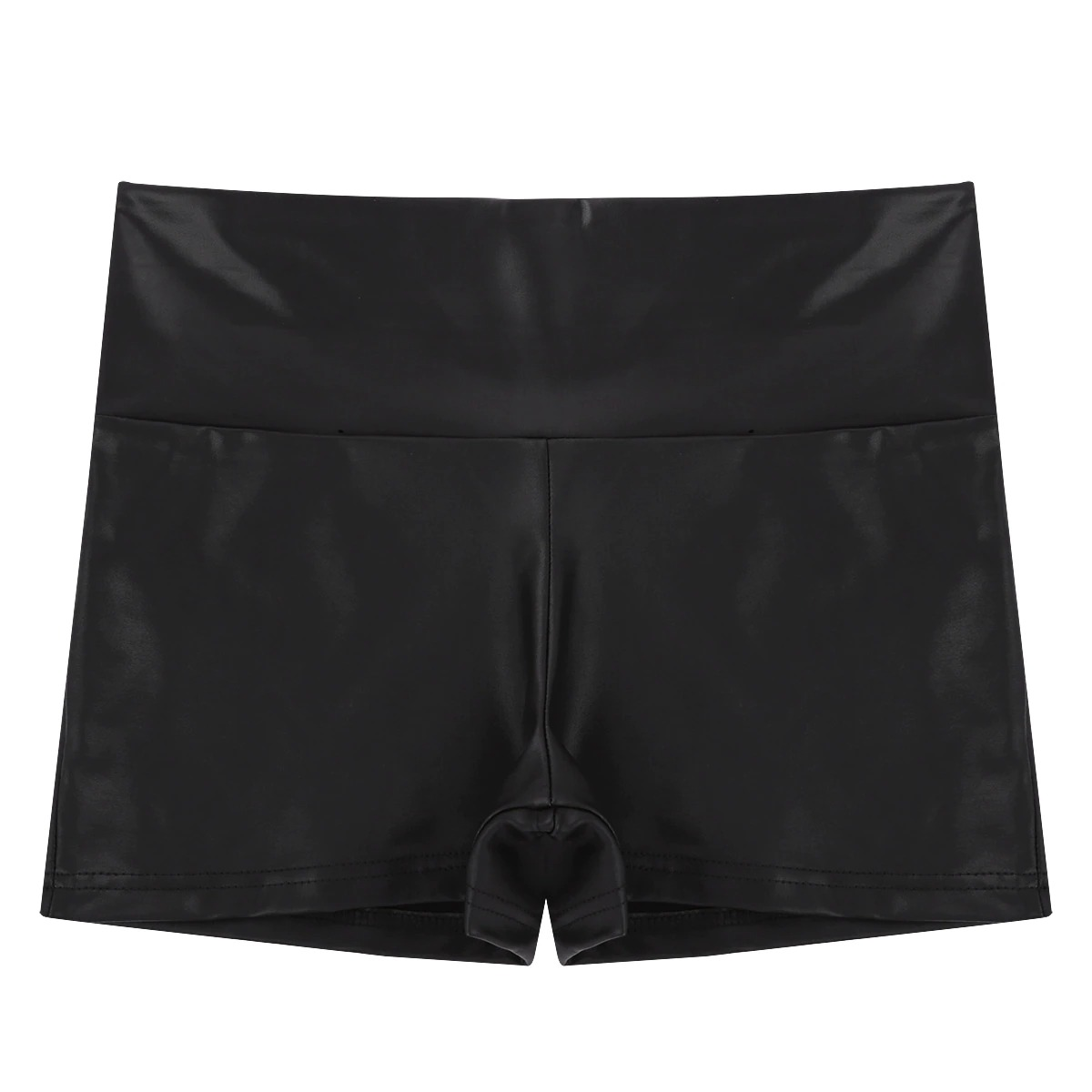 Wet Look Faux Leather Female Shorts / Erotic Skinny Shorts with Elastic Waist - EVE's SECRETS