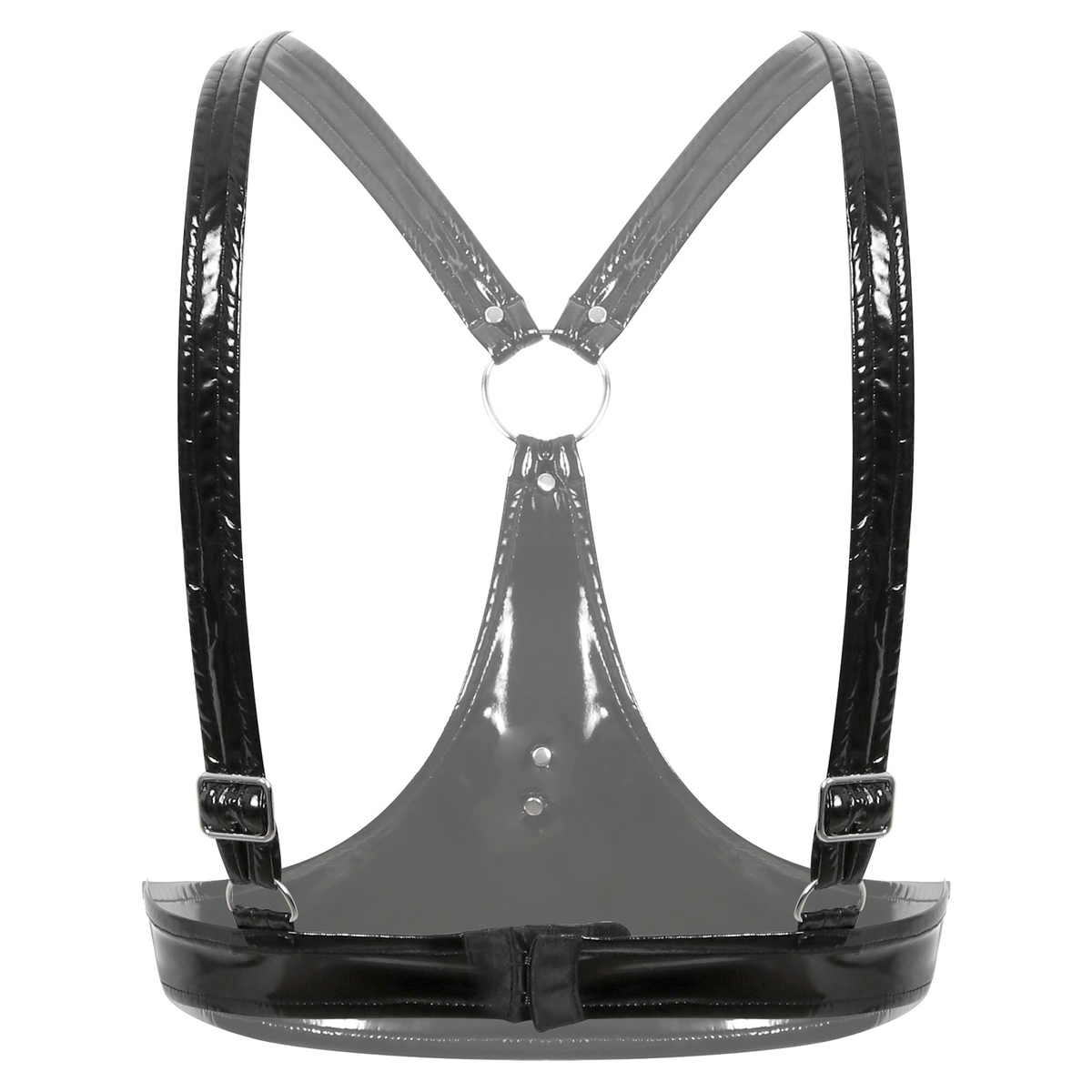 Wet Look Ladies Brassiere with Open Cup / Erotic Patent Leather Lingerie / Adjustable Straps Bra - EVE's SECRETS