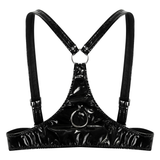 Femme Look Mouillé Bonnet Ouvert Soutien-Gorge / Lingerie Érotique / Soutien-Gorge en Cuir Verni avec Bretelles Ajustables