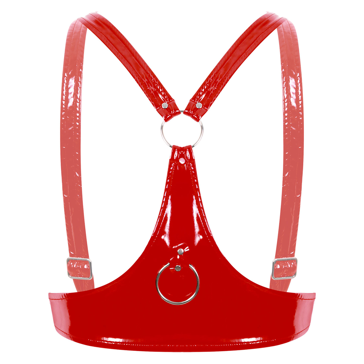 Wet Look Ladies Brassiere with Open Cup / Erotic Patent Leather Lingerie / Adjustable Straps Bra - EVE's SECRETS