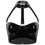 Wet Look Tanks Crop Top for Ladies / Strappy Front Backless Wire-free Bustier Bra Top - EVE's SECRETS
