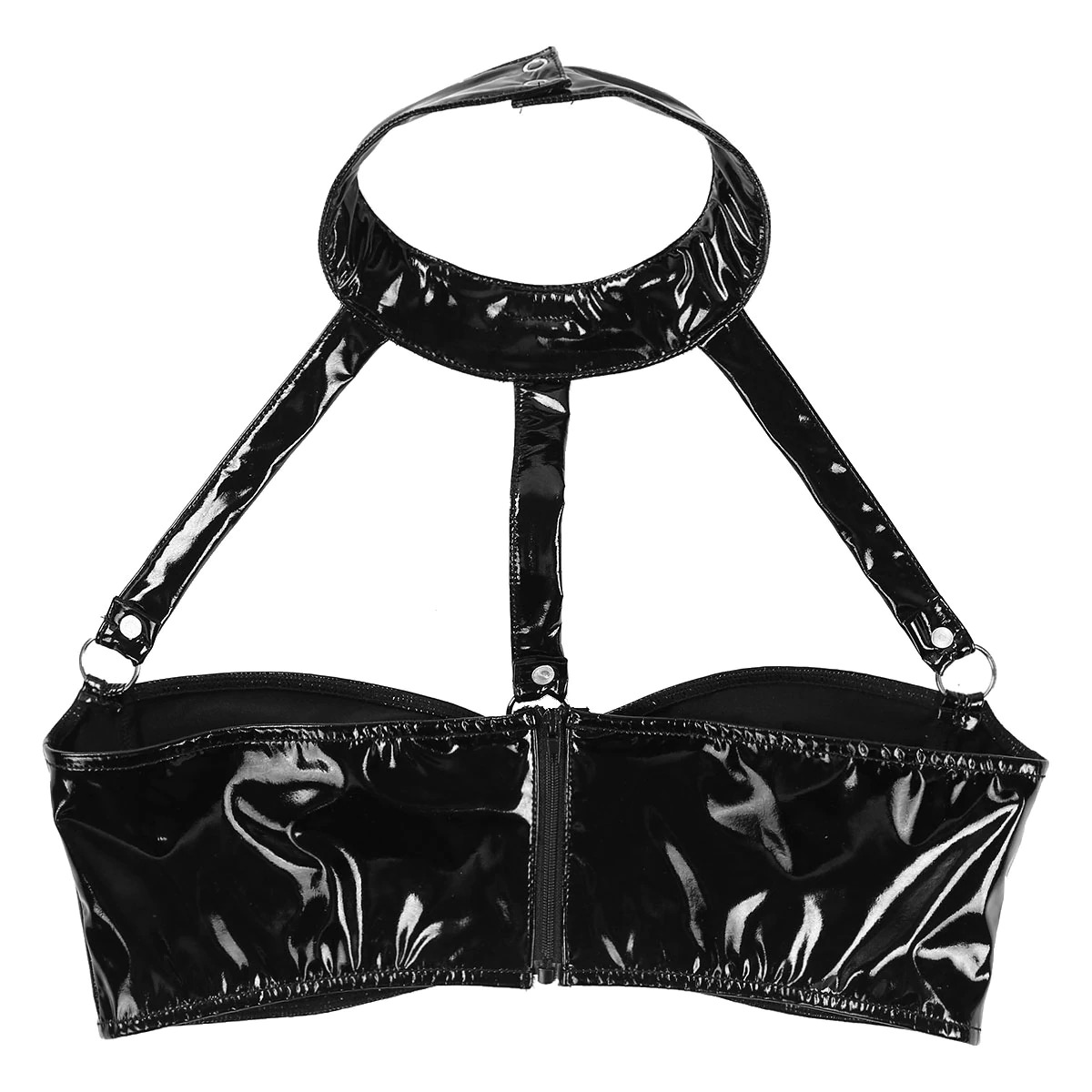 Wet Look Tanks Crop Top for Ladies / Strappy Front Backless Wire-free Bustier Bra Top - EVE's SECRETS