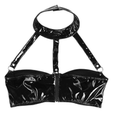 Wet Look Tanks Crop Top for Ladies / Strappy Front Backless Wire-free Bustier Bra Top - EVE's SECRETS
