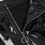 Wetlook Sleeveless Top for Ladies / PU Leather Top Stand Collar on Zipper - EVE's SECRETS