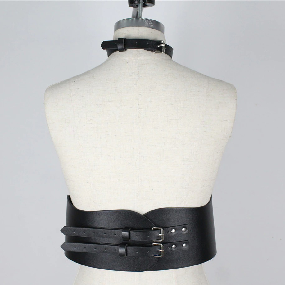 Wide Black Belts for Women / Sexy Bra Garter Belt / Gothic Body Bound Harness / Female Rave Outfits - EVE's SECRETS