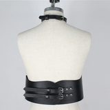 Wide Black Belts for Women / Sexy Bra Garter Belt / Gothic Body Bound Harness / Female Rave Outfits - EVE's SECRETS