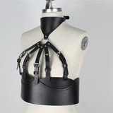 Wide Black Belts for Women / Sexy Bra Garter Belt / Gothic Body Bound Harness / Female Rave Outfits - EVE's SECRETS