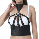 Wide Black Belts for Women / Sexy Bra Garter Belt / Gothic Body Bound Harness / Female Rave Outfits - EVE's SECRETS