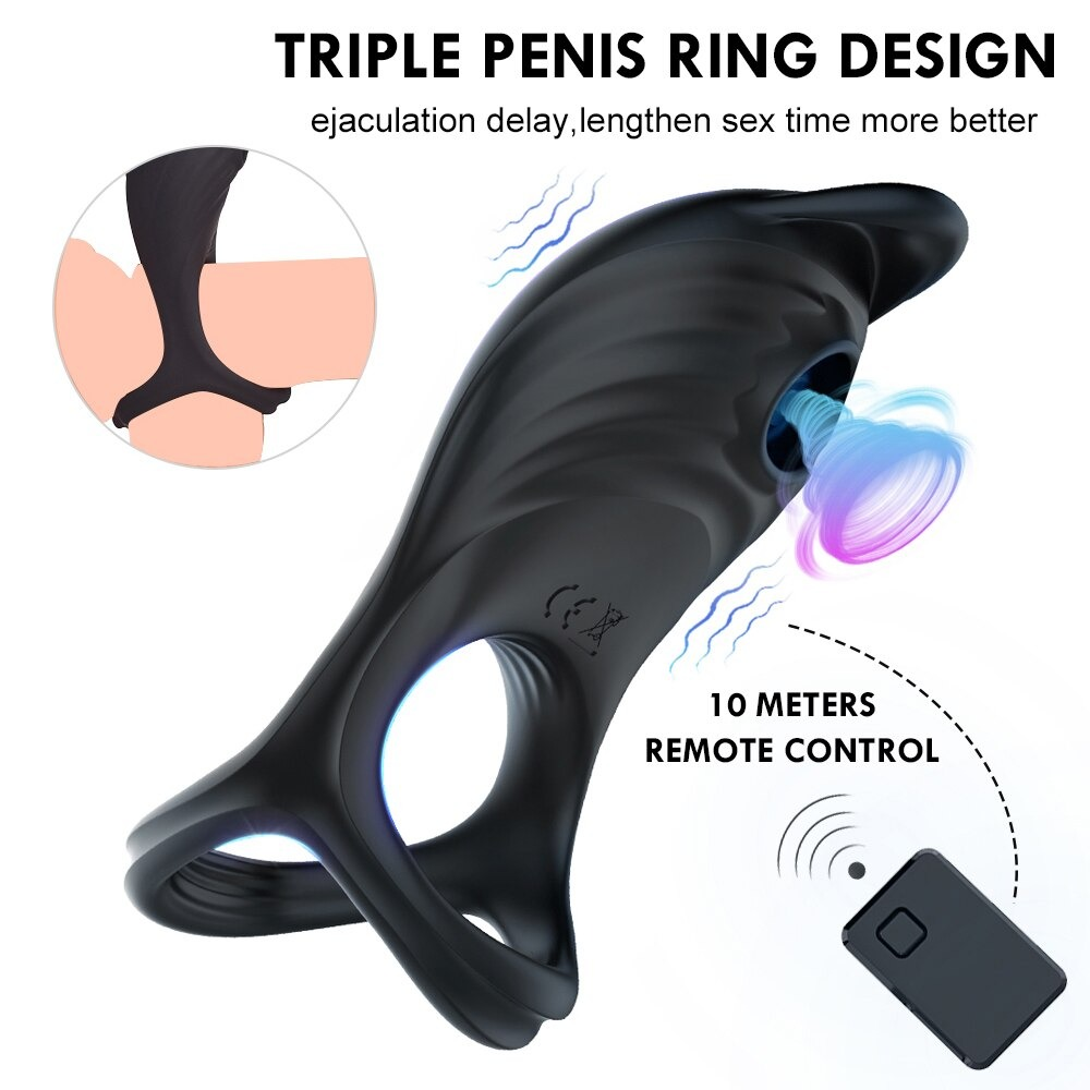Wireless Remote Control Cockring Vibrator / Comfortable Male Triple Penis Ring / Adult Sex Toys - EVE's SECRETS