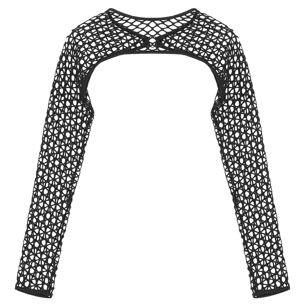 Woman See Through Hollow Out Crop Top / Sexy Backless Costume with Long Sleeve - EVE's SECRETS