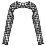 Woman See Through Hollow Out Crop Top / Sexy Backless Costume with Long Sleeve - EVE's SECRETS