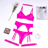 Women's 4 Pieces Transparent Erotic Underwear / Ladys Bra Garters Brief Sets Lingerie - EVE's SECRETS