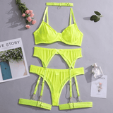 Women's 4 Pieces Transparent Erotic Underwear / Ladys Bra Garters Brief Sets Lingerie - EVE's SECRETS