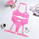 Women's 4 Pieces Transparent Erotic Underwear / Ladys Bra Garters Brief Sets Lingerie - EVE's SECRETS