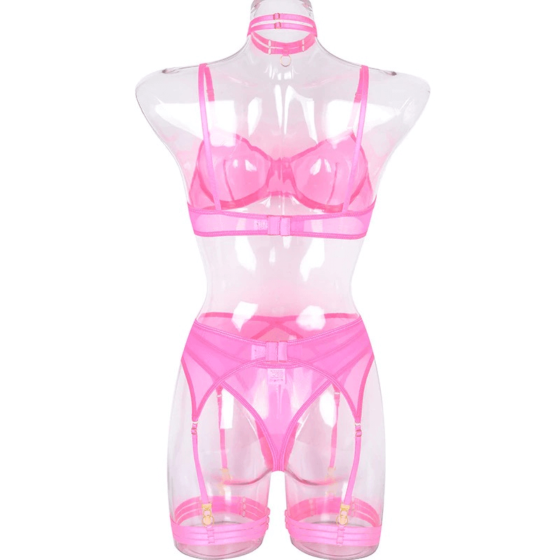 Women's 4 Pieces Transparent Erotic Underwear / Ladys Bra Garters Brief Sets Lingerie - EVE's SECRETS