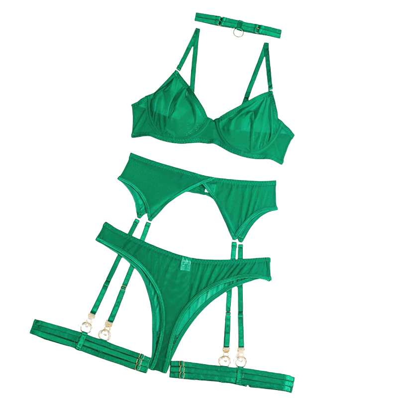 Women's 4 Pieces Transparent Erotic Underwear / Ladys Bra Garters Brief Sets Lingerie - EVE's SECRETS