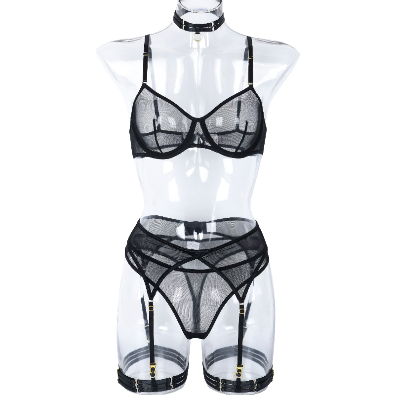 Woman's 3 Pieces Transparent Erotic Underwear / Ladys Bra Garters Brief Sets Lingerie - EVE's SECRETS