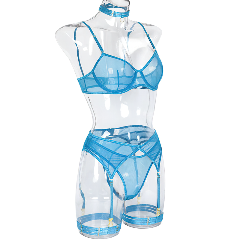 Woman's 3 Pieces Transparent Erotic Underwear / Ladys Bra Garters Brief Sets Lingerie - EVE's SECRETS