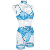 Woman's 3 Pieces Transparent Erotic Underwear / Ladys Bra Garters Brief Sets Lingerie - EVE's SECRETS