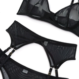 Woman's 3 Pieces Transparent Erotic Underwear / Ladys Bra Garters Brief Sets Lingerie - EVE's SECRETS
