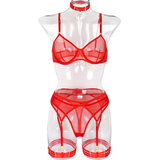 Woman's 3 Pieces Transparent Erotic Underwear / Ladys Bra Garters Brief Sets Lingerie - EVE's SECRETS