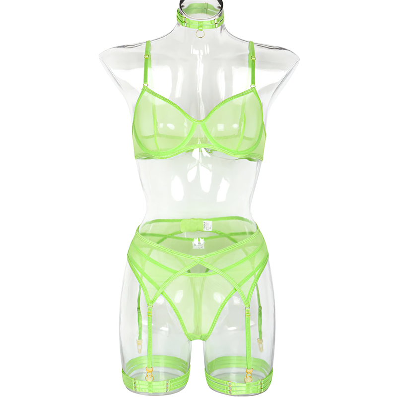 Woman's 3 Pieces Transparent Erotic Underwear / Ladys Bra Garters Brief Sets Lingerie - EVE's SECRETS