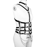 Women Adjustable Sexy Body Harness With Chains / BDSM Bondage PU Leather Chest Garter Suspenders - EVE's SECRETS