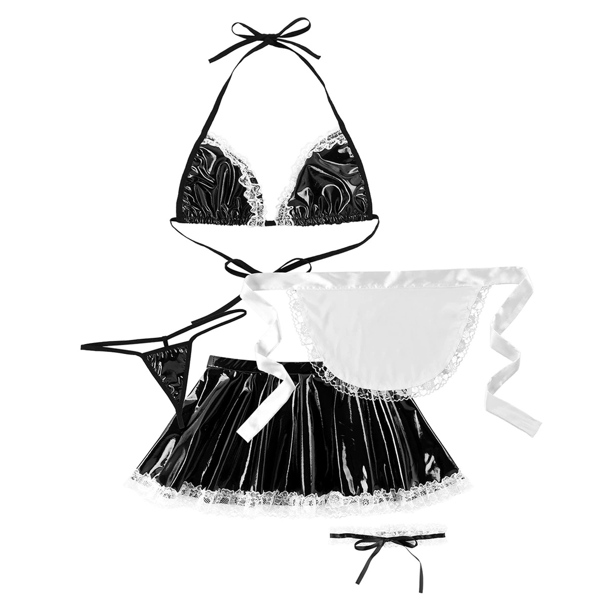 Women Fancy Cosplay Maid Dress / Sexy Exotic Halloween Costume / Bra Top With Skirt And G-Strings - EVE's SECRETS