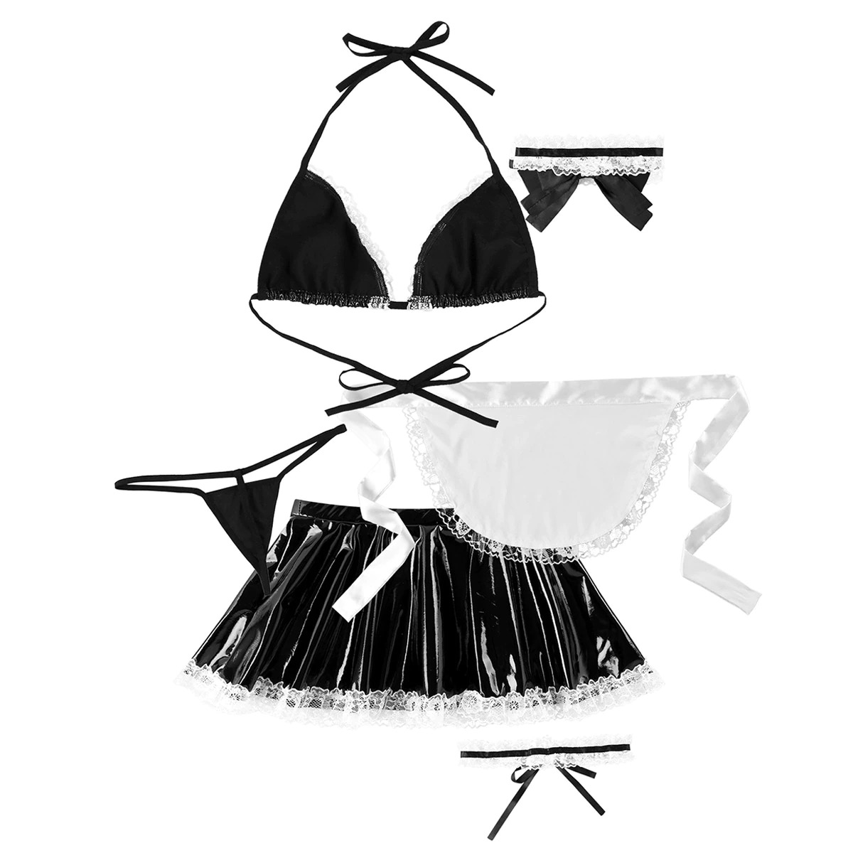 Women Fancy Cosplay Maid Dress / Sexy Exotic Halloween Costume / Bra Top With Skirt And G-Strings - EVE's SECRETS